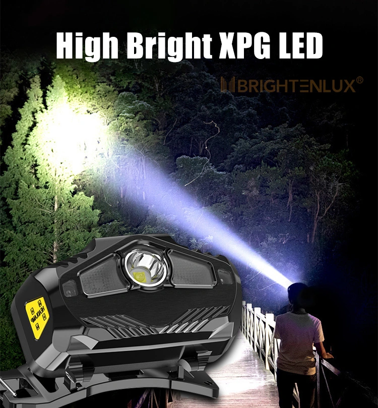 Brightenlux Most Powerful ABS Xpg LED Headlamp Flashlight, Waterproof 340 Lumen High Power USB Rechargeable Headlamp