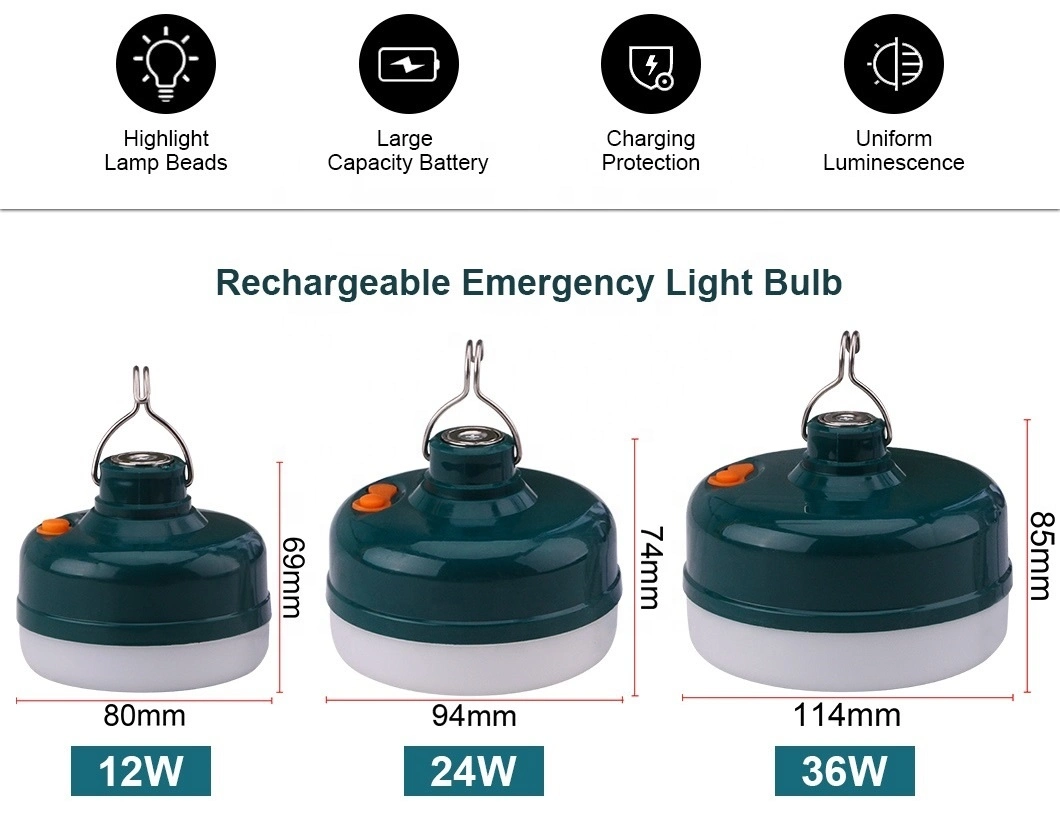 Custom Portable Chargeable Battery off Week Hiking Camp Outdoor USB Rechargeable Bulb Lantern Lamp Camping Light with Hanger Hook