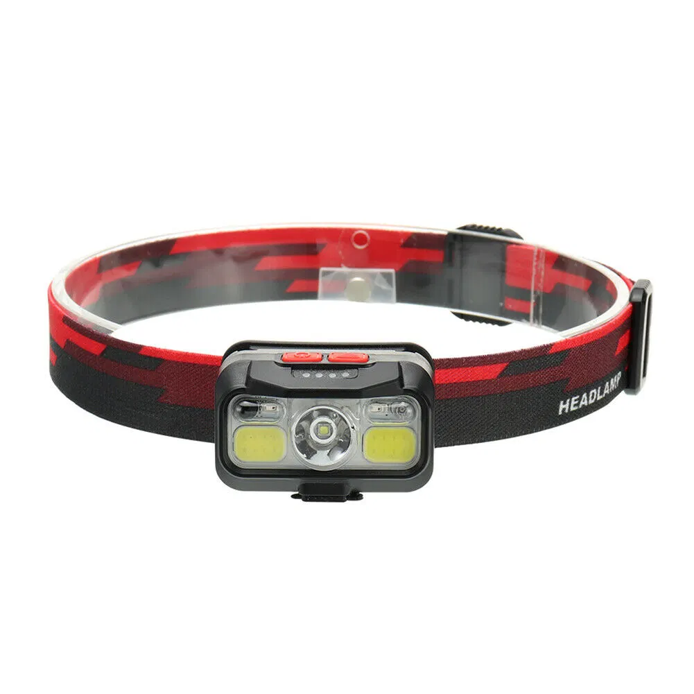 800 Lumen Wave XPE 2X LED COB Rechargeable Sensor Head Torch Battery Indication Charging Portable Headlight Flashing Warning LED Headlamp with Sensor Switch