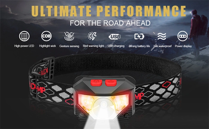 Outdoor Camping Head Lamp Ultra-Light Bright Waterproof Headlight USB Rechargeable LED Headlamp Flashlight