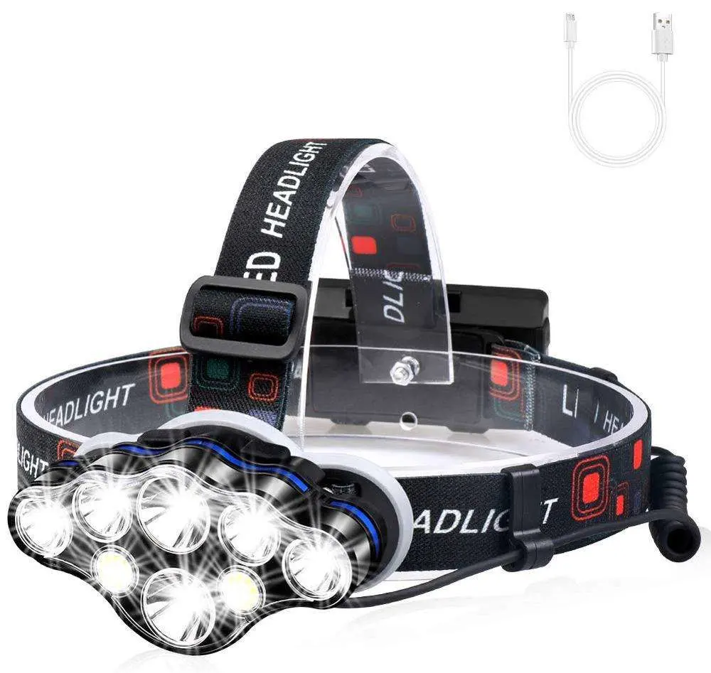 Factory Wholesale Headlight Aluminum LED Headlamp Flashlight, Waterproof 800 Lumen High Power USB Rechargeable Headlamp