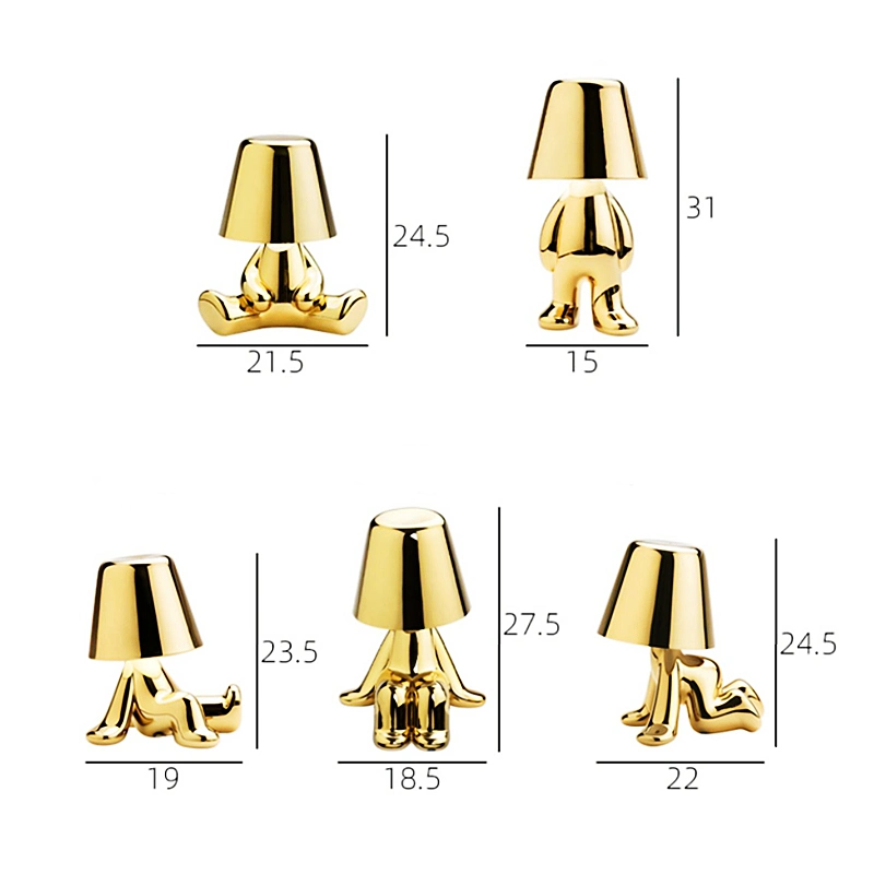 Rechargeable Mini Creative Metal Shell Thinker Cute Shape Lamps