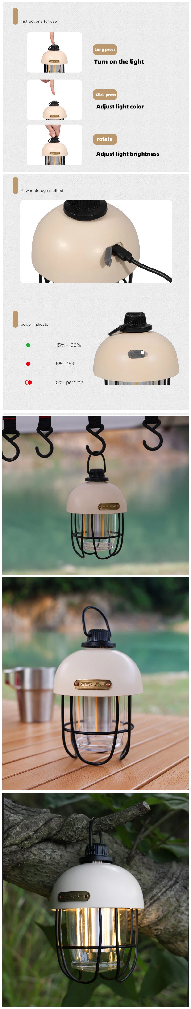 Outdoor Camping Garden Retro Style LED Atmosphere Camping Light