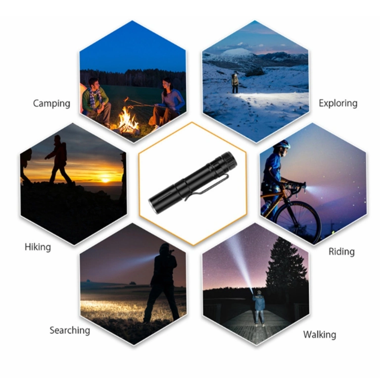 Camping Waterproof Ipx5torch Lamp LED Pen Flashlight Zooming Adjustable 1AAA Battery Torch Light with Clip for Inspection Repair LED Flashlight with 3 Modes