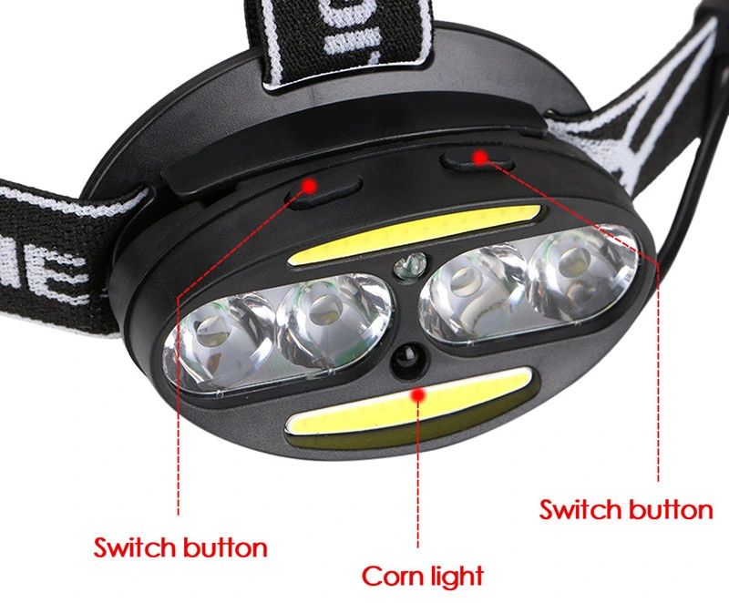 Wholesale T6 COB Camping Adjustable Head Torch Rechargeable Headlight with Sensor Switch Waterproof IP65 Emergency LED Headlamp