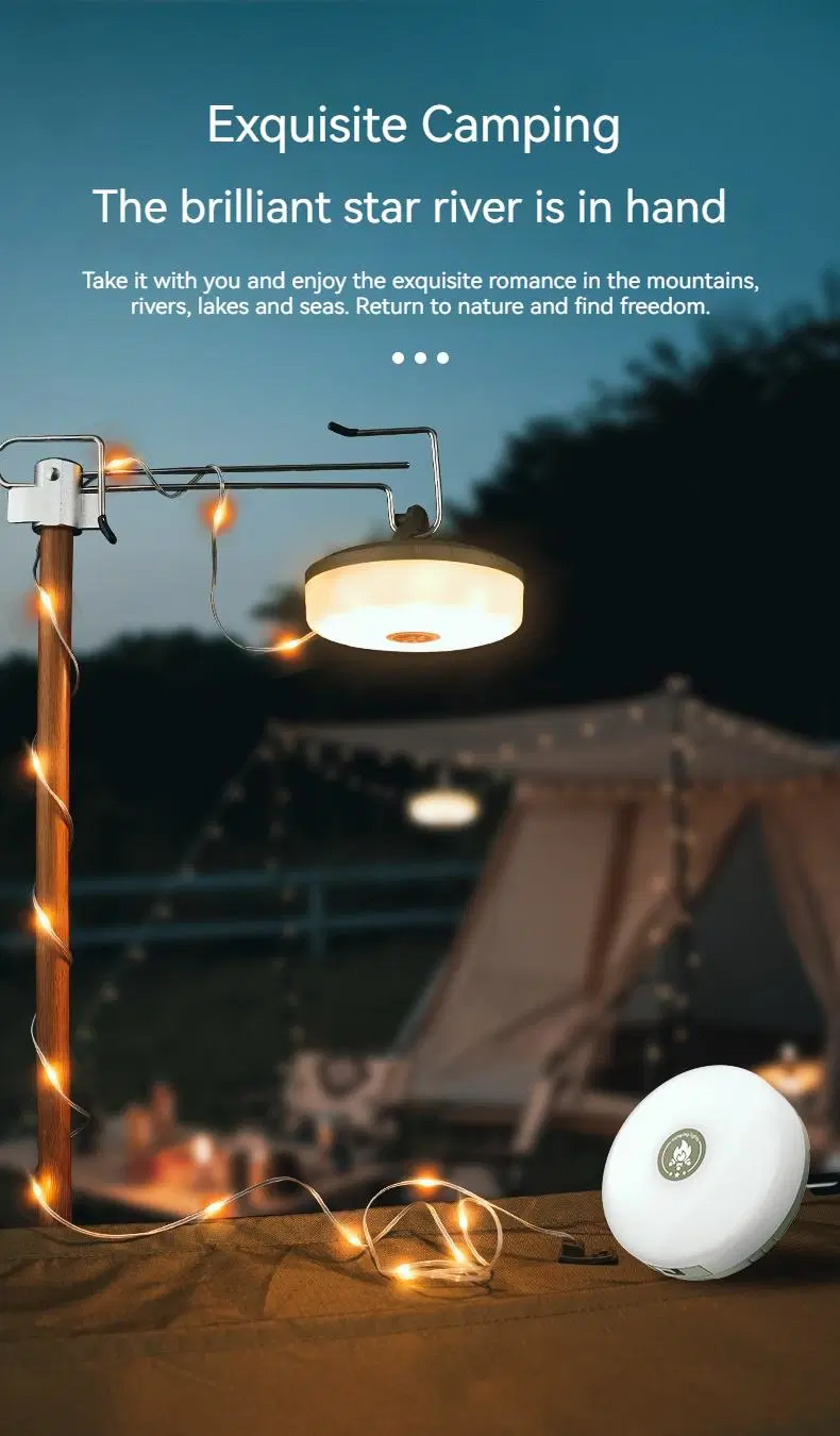 Warm Camping String Lights 10m Outdoor Tent LED Spot Flashlight Christmas Holiday Atmosphere Light