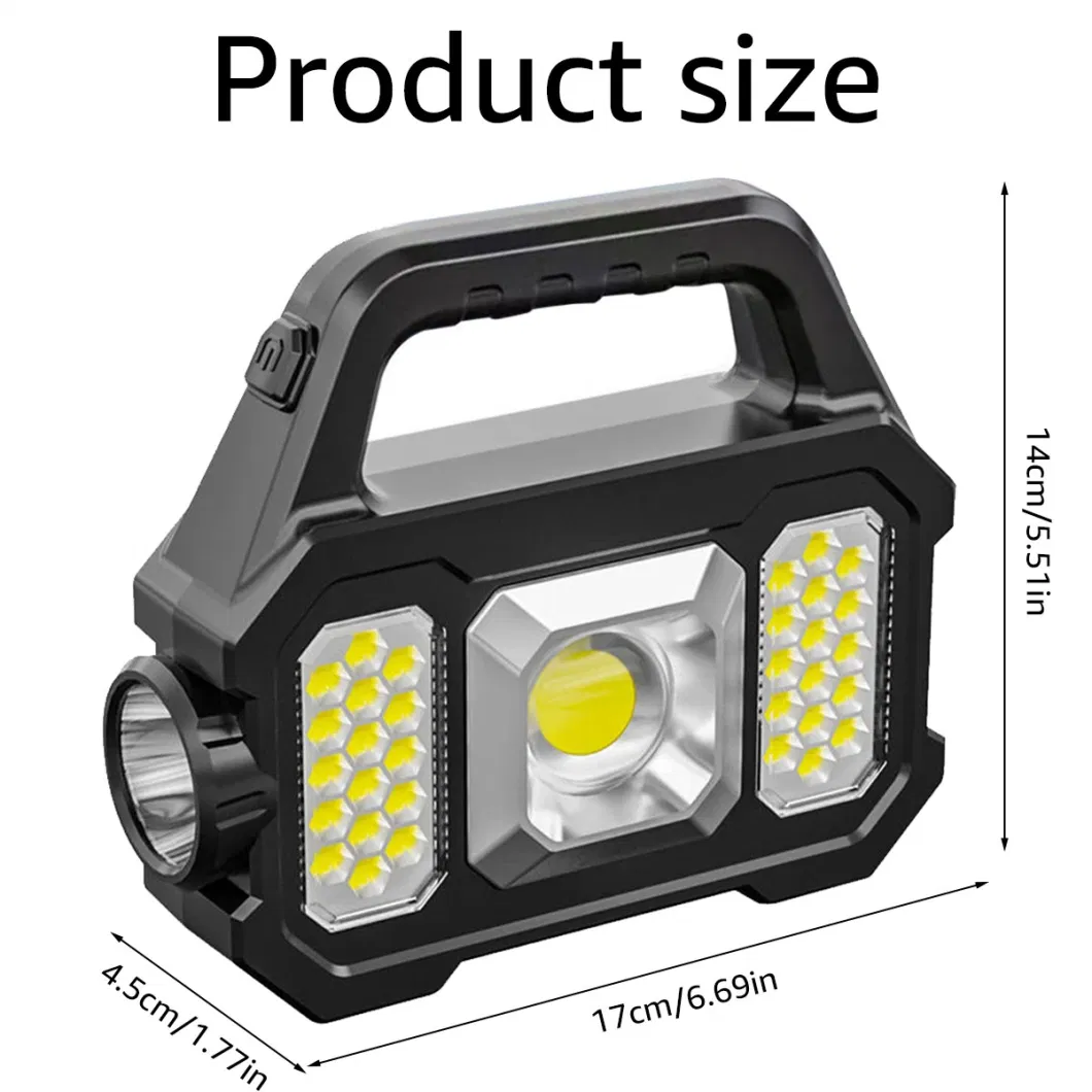 Portable Waterproof Camping LED Spotlight High Lumen Work Light with Power Bank Function Solar Searchlight Rechargeable Spotlight