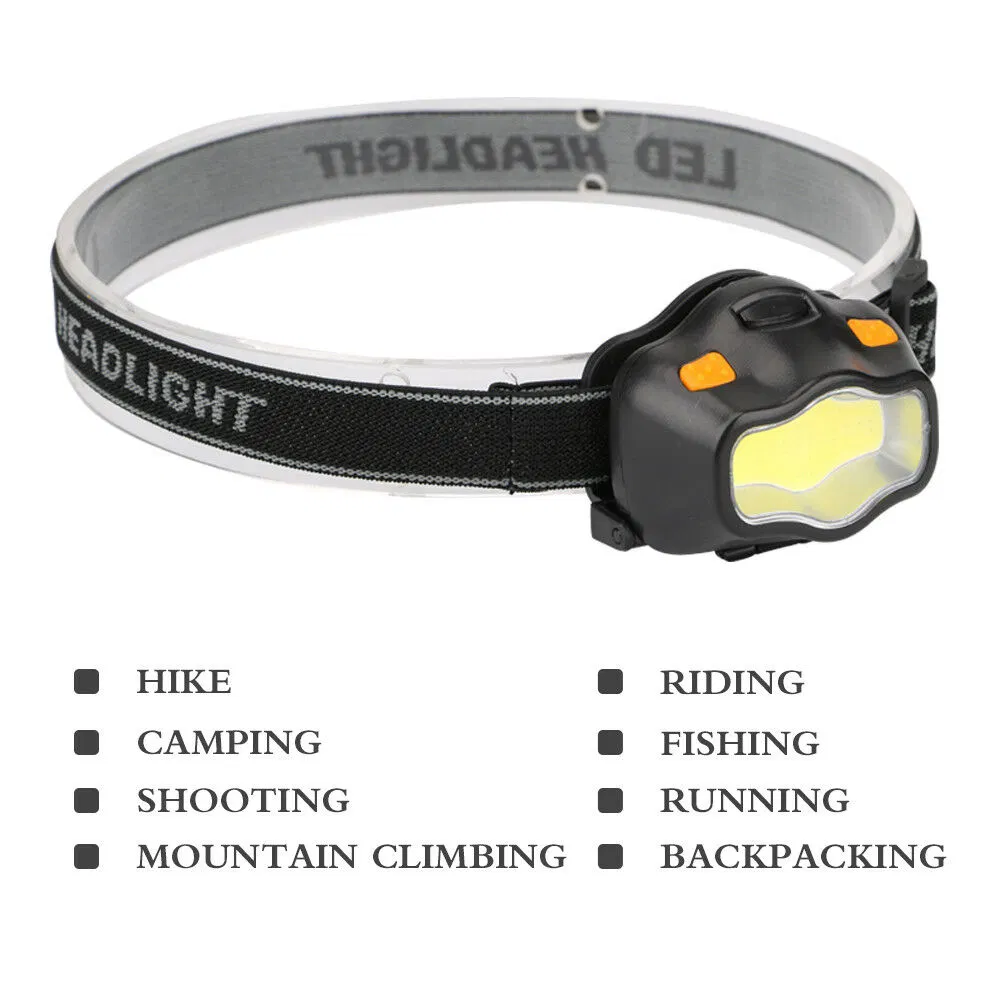 Portable Emergency Camping Head Torch Lamp Powerful COB LED Headlamp 3AAA Battery Powered Head Lamp Torch Headlight