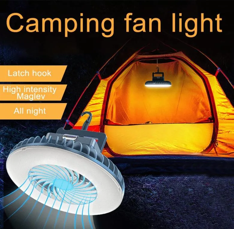 LED Camping Light Lantern with Ceiling Fan Portable Waterproof Tent Lights for Hiking, Emergencies.