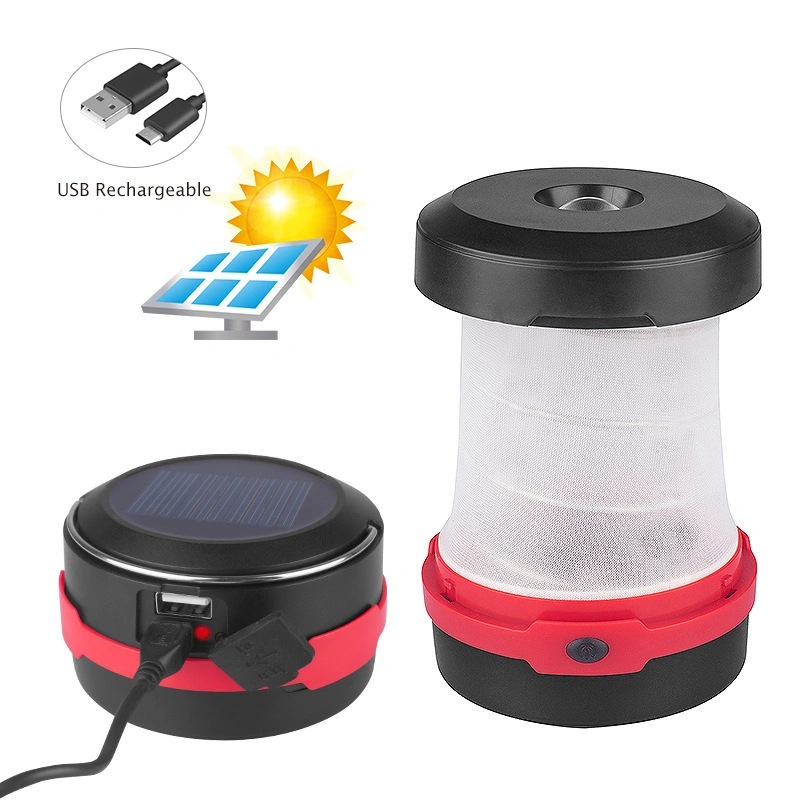 Mini Folding Spring Solar Camping Light Outdoor Portable Multi-Function Emergency Light Torch Tent Light