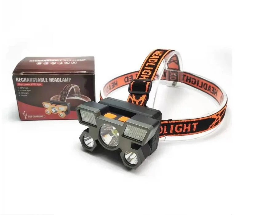 Outdoor Camping 5 LED High Power Waterproof 18650 Rechargeable LED Headlight Headlamp