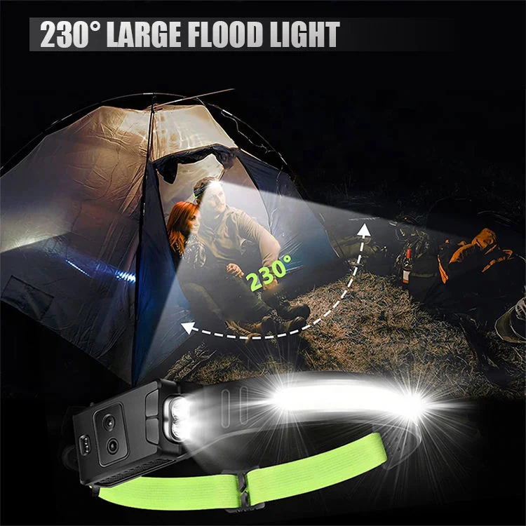 LED Intelligent Rechargeable Headlight Motion Sensor COB Rechargeable Headlamp Portable Outdoor