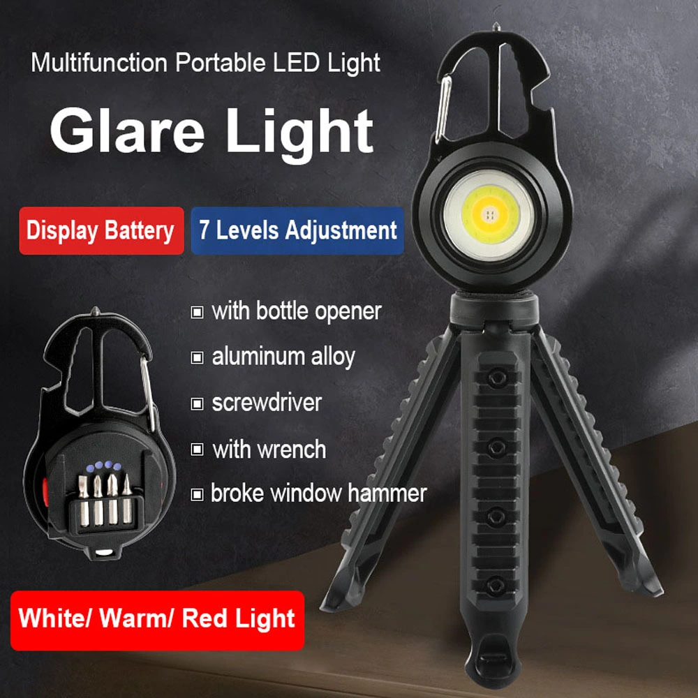 USB Rechargeable Working Torch Small Pocket Folding Flashlight Camping COB Keychain Light