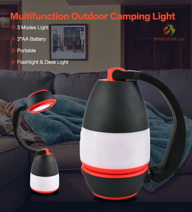 Brightenlux Best Sale 3 Modes Light 3*AA Battery 180 Adjustable Multi-Functional Camping Light for Reading Working Camping