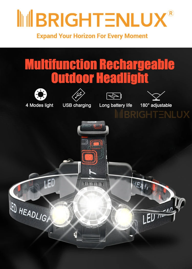 Brightenlux Outdoor Portable Long Lasting Powerful COB LED Headlamp for Camping