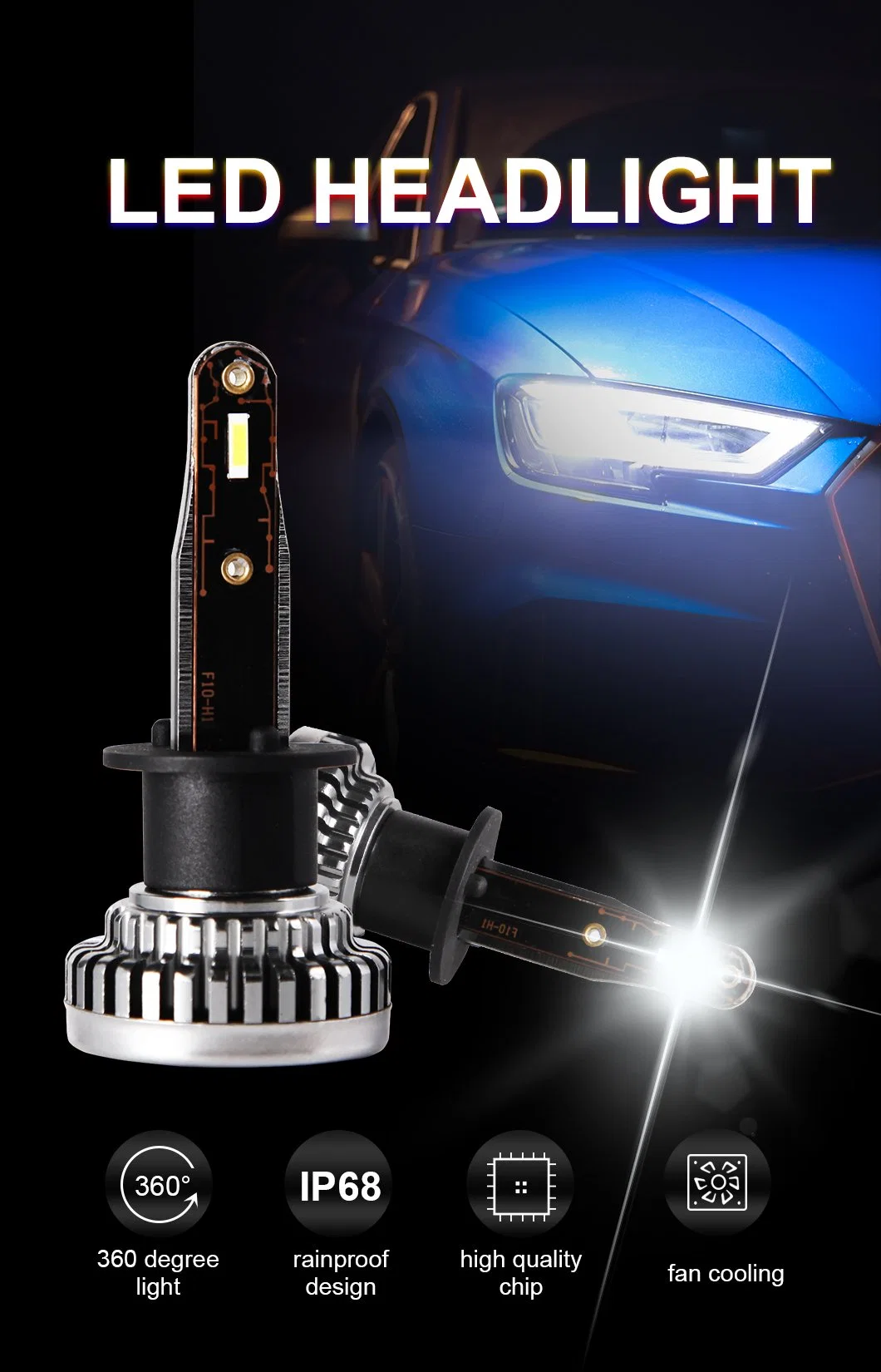 Super Bright Automotive Car LED Bulbs 3400lm H1 H11 9005 LED Headlight H7