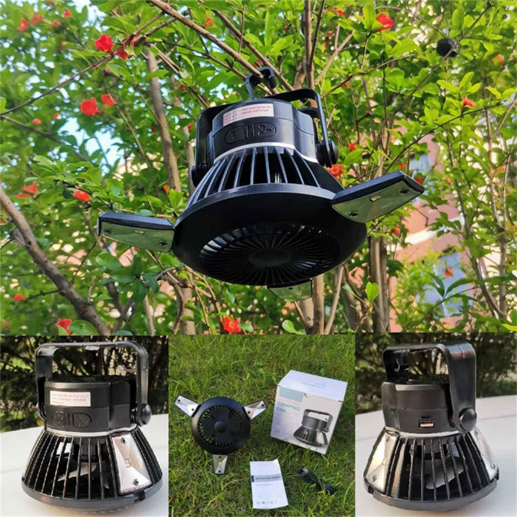 Solar Power LED Camping Lantern Light Camping Fan Light for Tent