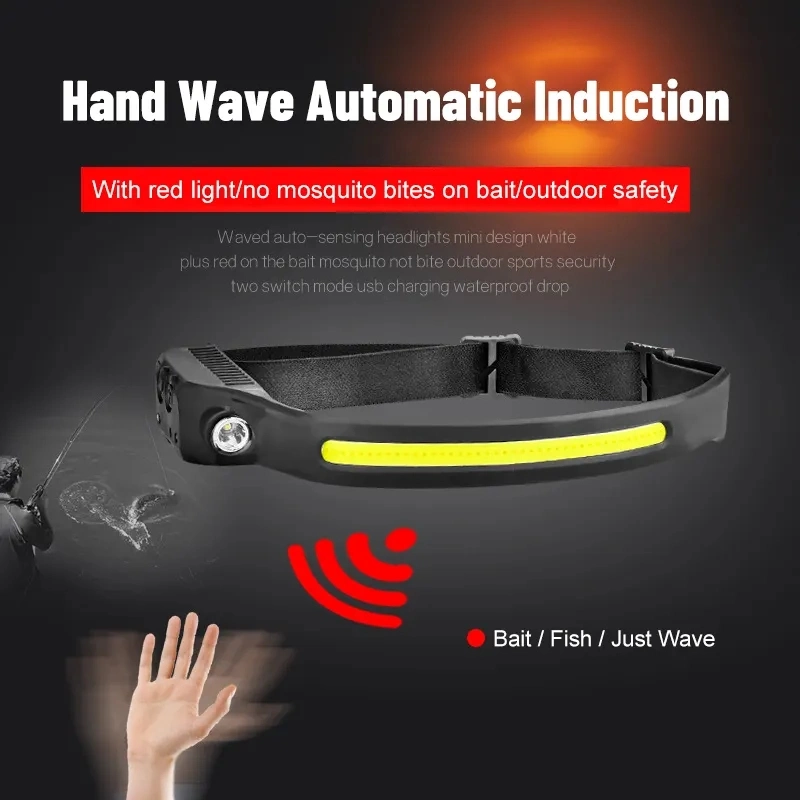 Multi-Function Induction Smart Sensor Headlight USB Rechargeable COB LED Headlamp