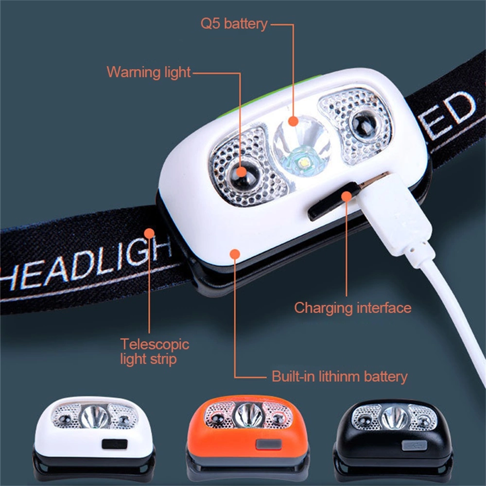 Outdoor USB Rechargeable Motion Sensor Fishing Camping Q5 High Power LED Headlamp