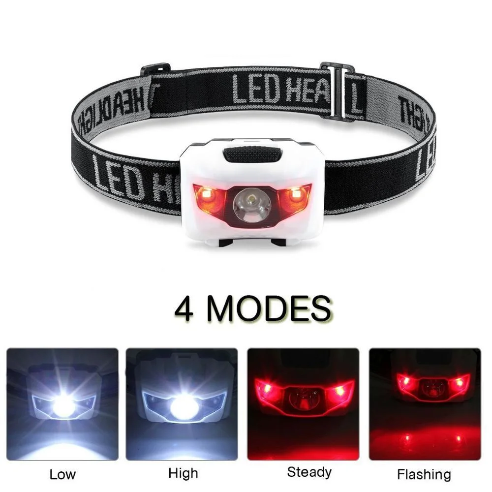 Goldmore9 Waterproof LED Headlamp 4 Light Modes Lightweight Headlight for Running Hiking Hunting Fishing Headlight Headlamp