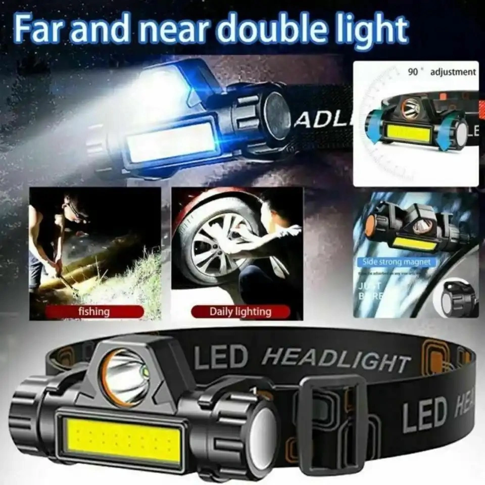 Waterproof Mini LED Headlamp with COB LED Sensor Headlight Rechargeable Head Torch