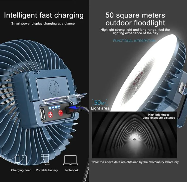 LED Camping Light Lantern with Ceiling Fan Portable Waterproof Tent Lights for Hiking, Emergencies.