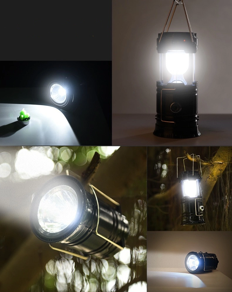 Portable LED Camping Lantern Xtauto Lightweight Waterproof Solar USB Rechargeable LED Flashlight Survival Kits