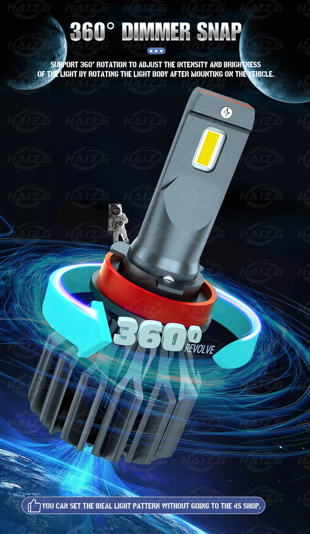 Haizg Newest Model S10 60W Auto Lighting System Car LED Headlight Bulbs 9005 9006 H1 H4 H7 H11