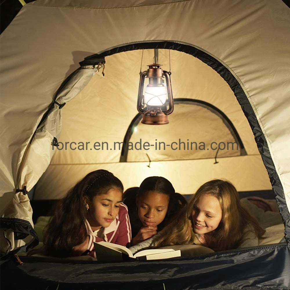 Portable LED Camping Table Lamp Retro Antique Copper Tent Lantern LED Metal Pendant Lamps for Camp Battery Powered LED Camping Light