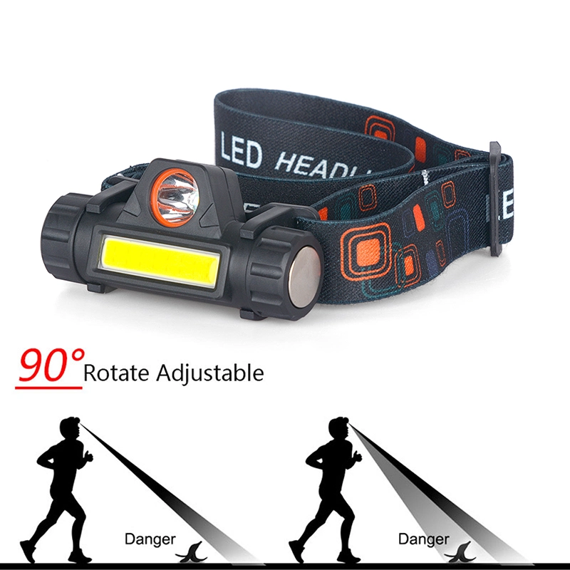 Wholesale Quality Rechargeable Camping Head Torch 90 Degree Rotating LED Headlight Adjustable Emergency Hunting COB LED Headlamp