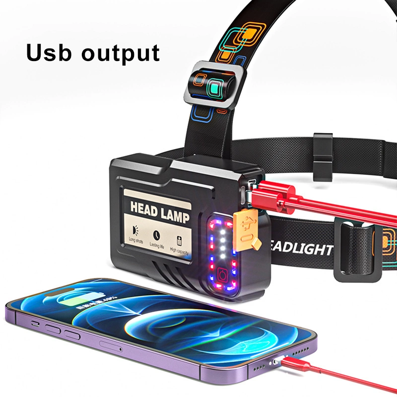 30W/Xhp50/T6 New Headlamp Wave Sensing Zoomable Type-C Input and USB Output LED Outdoor Fishing Headlight