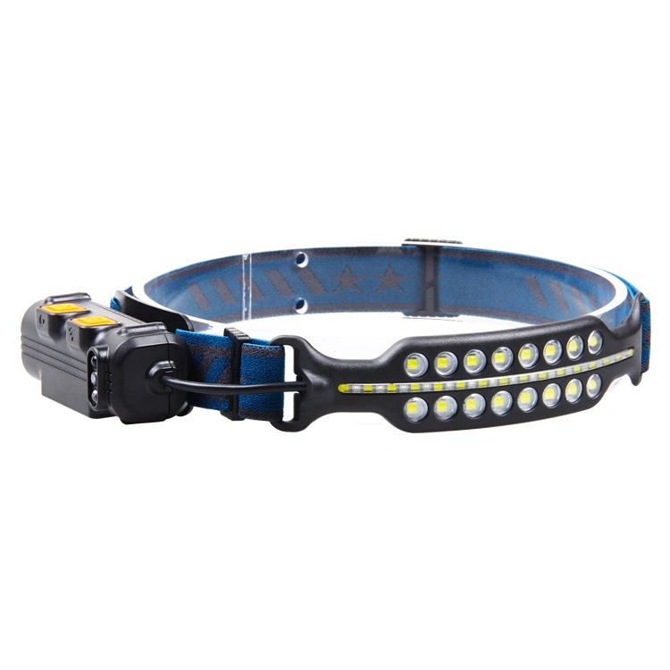 570 Lumen Outdoor Portable Automatic Sensor Rechargeable LED Headlamp with Red Warning Adjustable Emergency Waterproof IP44 Headlight