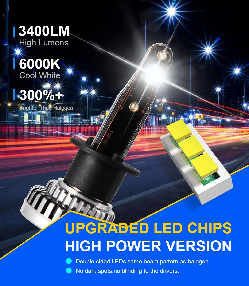 Super Bright Automotive Car LED Bulbs 3400lm H1 H11 9005 LED Headlight H7