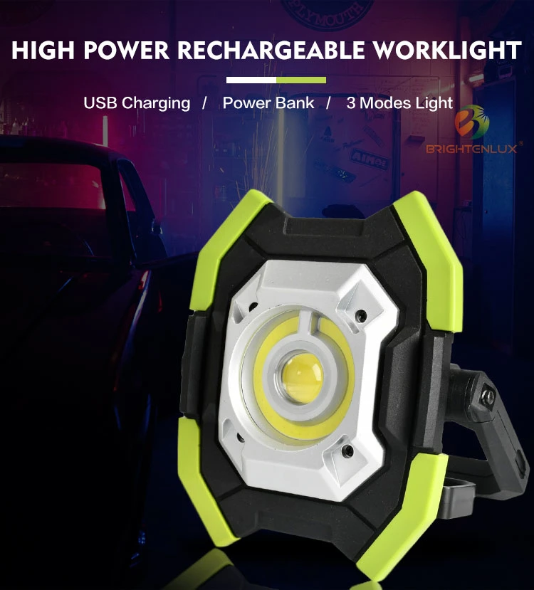 Brightenlux High Power LED Work Light Rechargeable 30W Ipx65 Waterproof, Camping, Normal Lighting, Sos, Auto Repairing