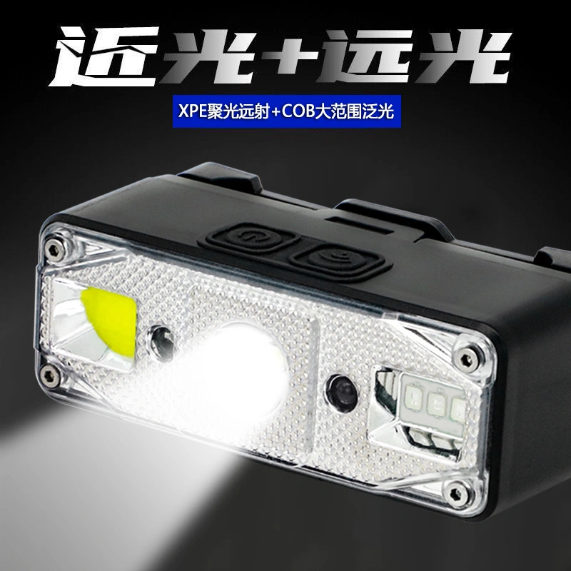 Multifunctional Outdoor Headlight USB Charging Induction Bald Head Wearing Style Head Light