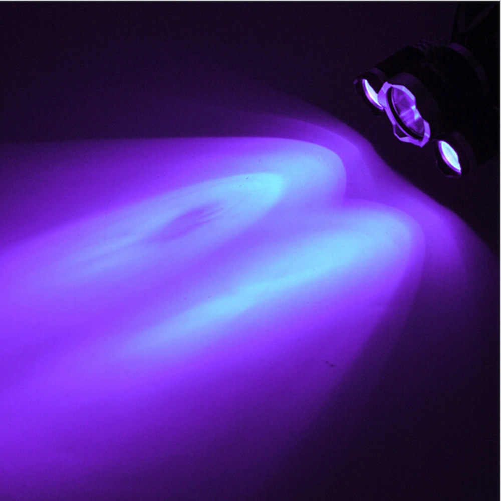 5000lm 3 LED Xml T6 +2 R5 UV Purple Light Headlamp 3 Mode UV Headlight for Bicycle Hunting