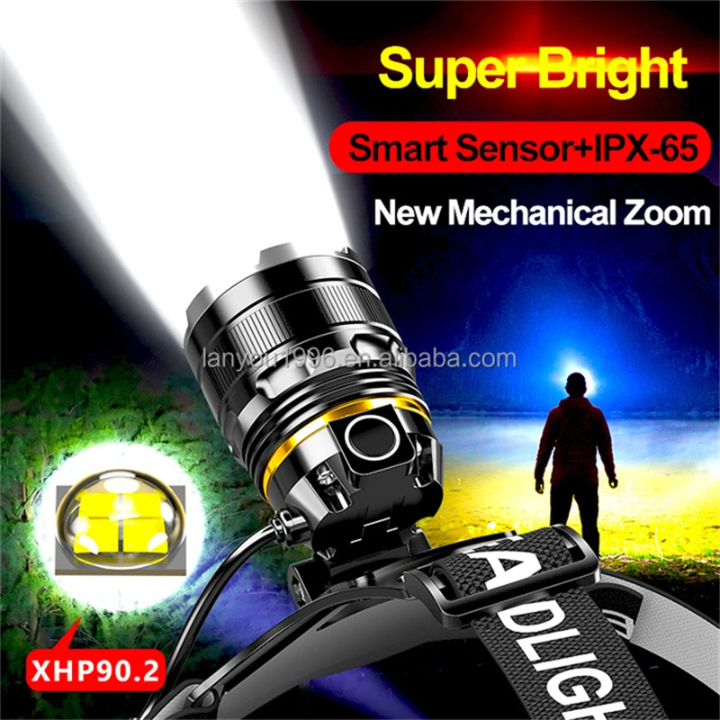 LED Headlamp Sensor Headlight with Built-in Battery Flashlight Lantern