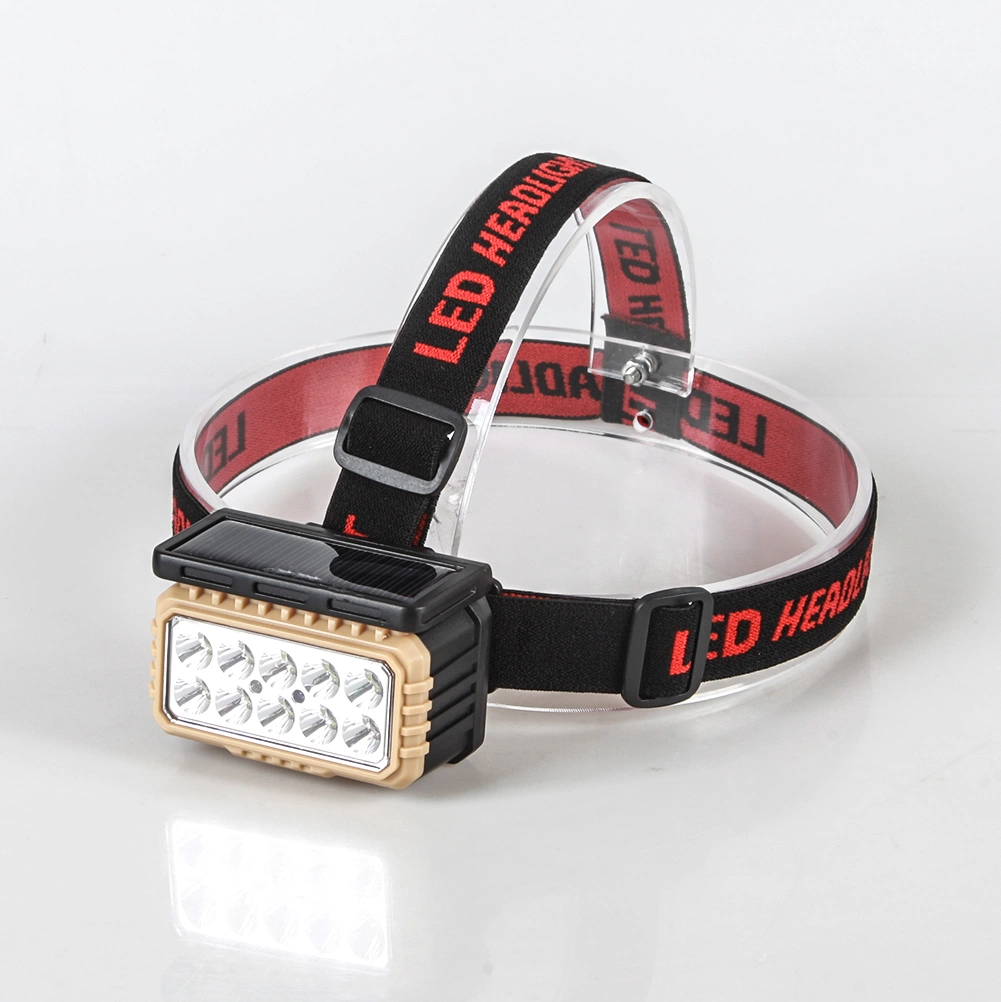 Yichen Solar Rechargeable LED Headlamp with Red Warning Light