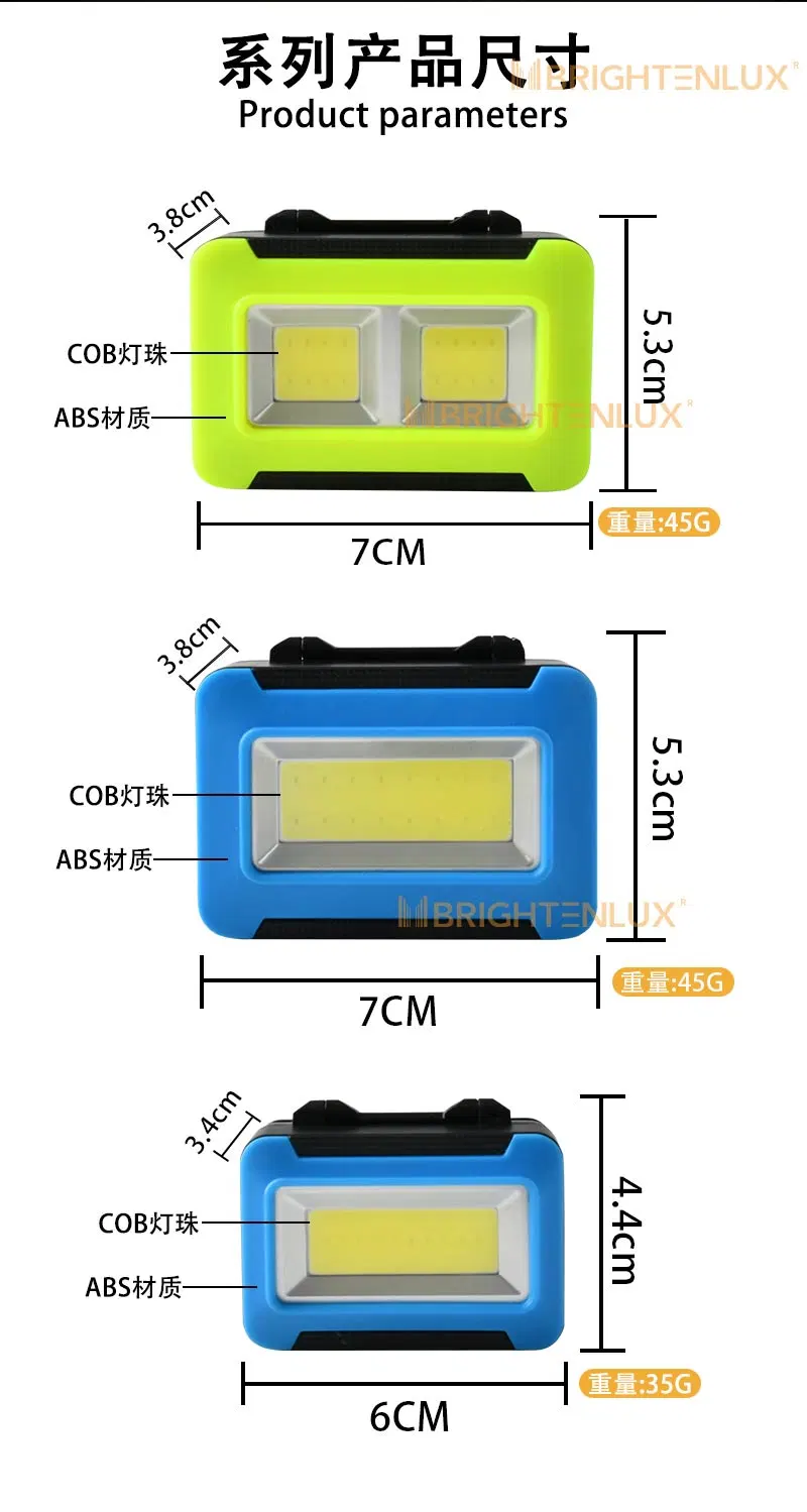 Brightenlucheap Light Weight Plastic Rechargeable COB LED Tactical Mini Headlamp