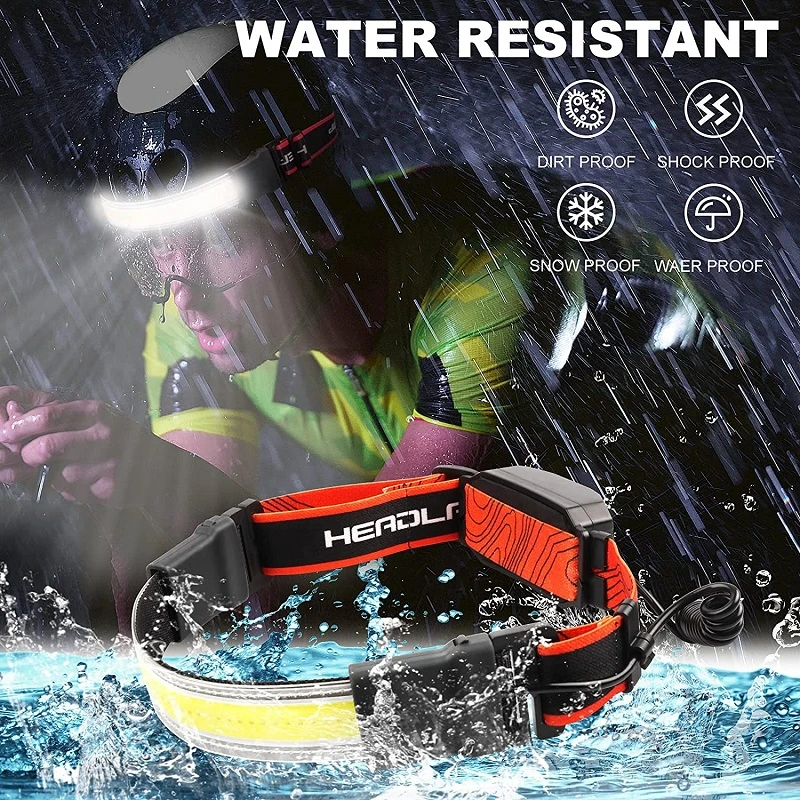 Helius Mini 210degrees COB Waterproof Tail Red Warning Light Rechargeable LED Headlamp