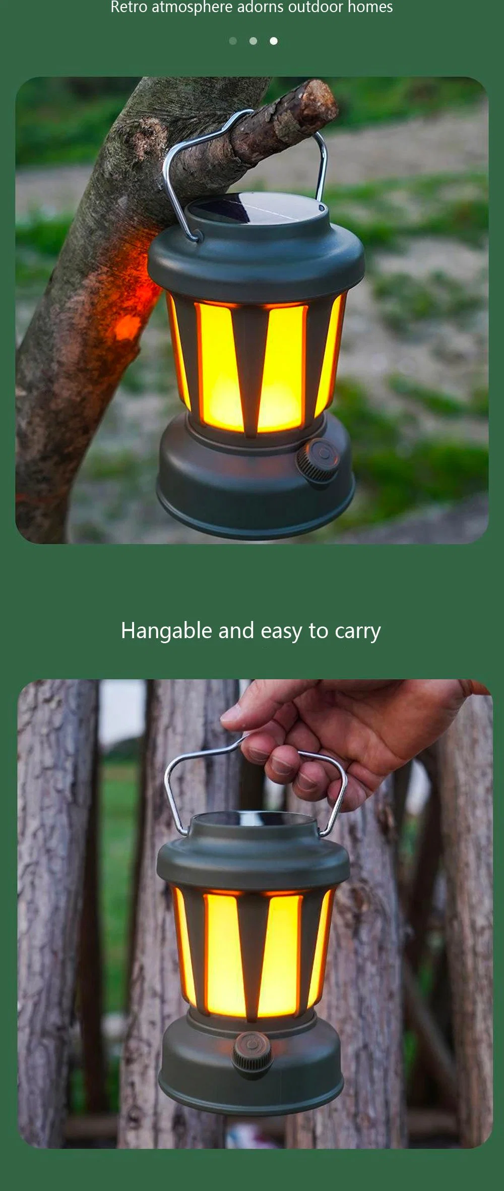Wholesale Handheld Camping Lantern Solar Powered Stepless Dimming Sunlight Charging USB Light