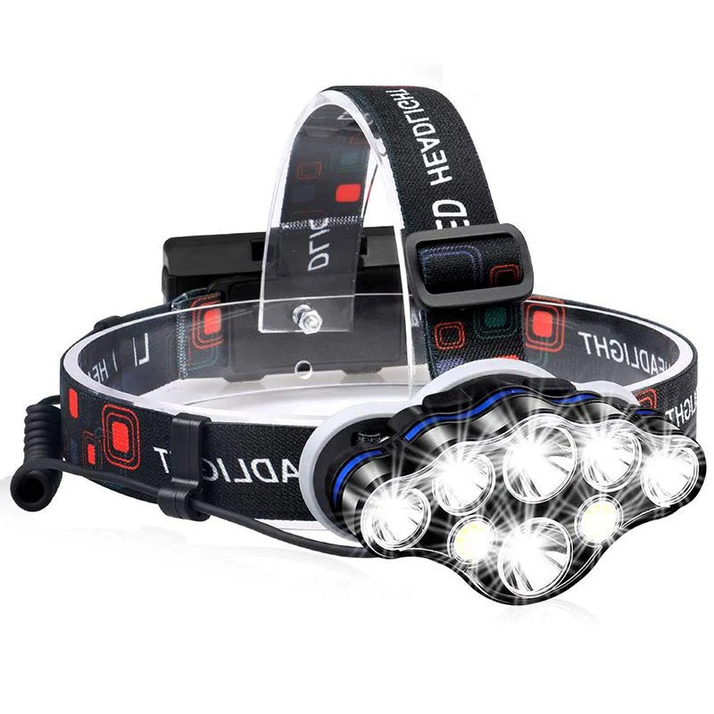 Glodmore2 90 Degree 8 LED Most Powerful 13000 Lumen LED Head Headlights, USB Rechargeable Headlamp for Outdoor Activities