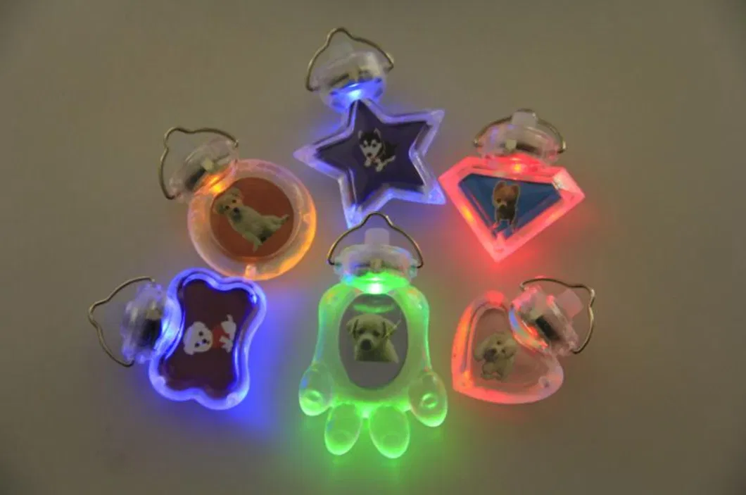 LED Heart Flash Pet Pendant Safety Tag Heart ID Pendant