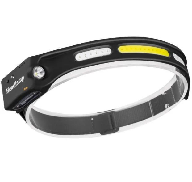Newest Design 500 Lumen COB Head Torch Lamp Rechargeable Head Torch Portable LED Headlight Camping COB LED Headlamp with Warning Lighting