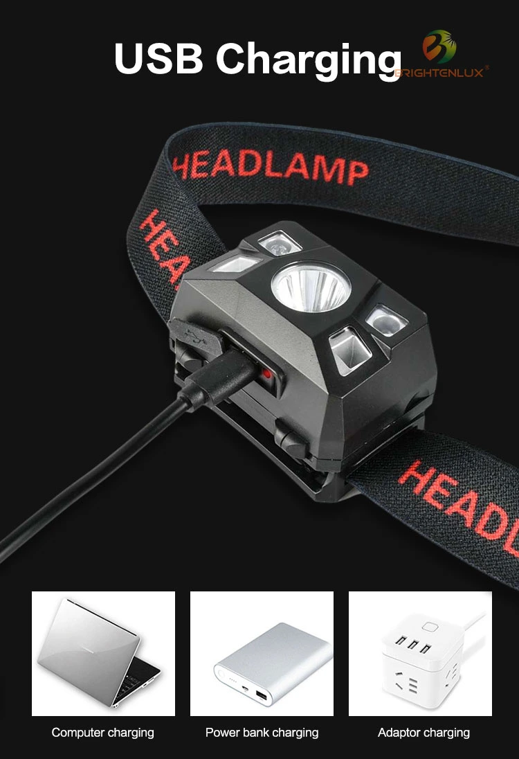 Brightenlux Outdoor Powerful Mountaineering USB Rechargeable IP65 Waterproof Sensor Mini LED Headlamp Torch