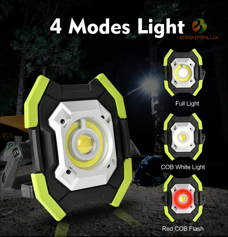 Brightenlux High Power LED Work Light Rechargeable 30W Ipx65 Waterproof, Camping, Normal Lighting, Sos, Auto Repairing