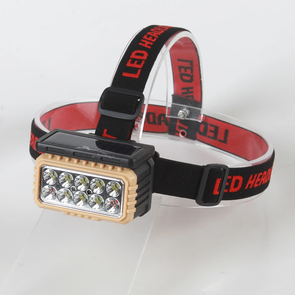 Yichen Solar Rechargeable LED Headlamp with Red Warning Light