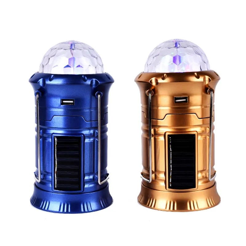 Rechargeable 6 LED Hand Lamp Collapsible Solar Camping Lantern Tent Lights for Outdoor Lighting