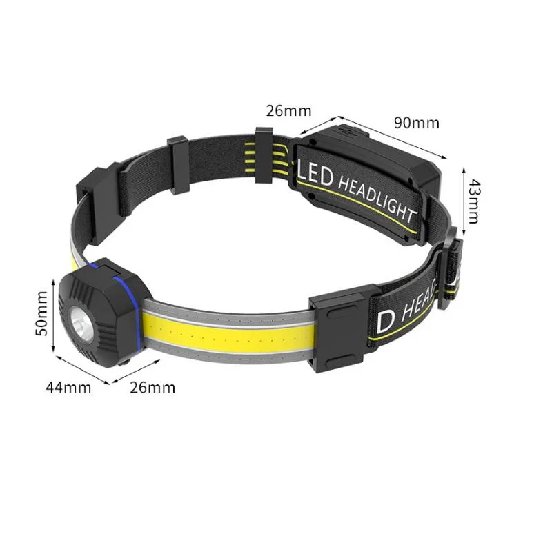 Multi-Function Rechargeable Head Torch Outdoor Adjustable Headband Emergency Head Lighting Waterproof Head Lamp 10 Modes COB Headlamp