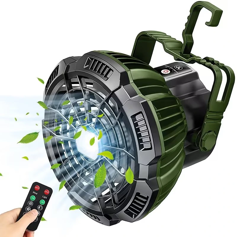 portable Camping Fan for Tents with LED Light Remote Control